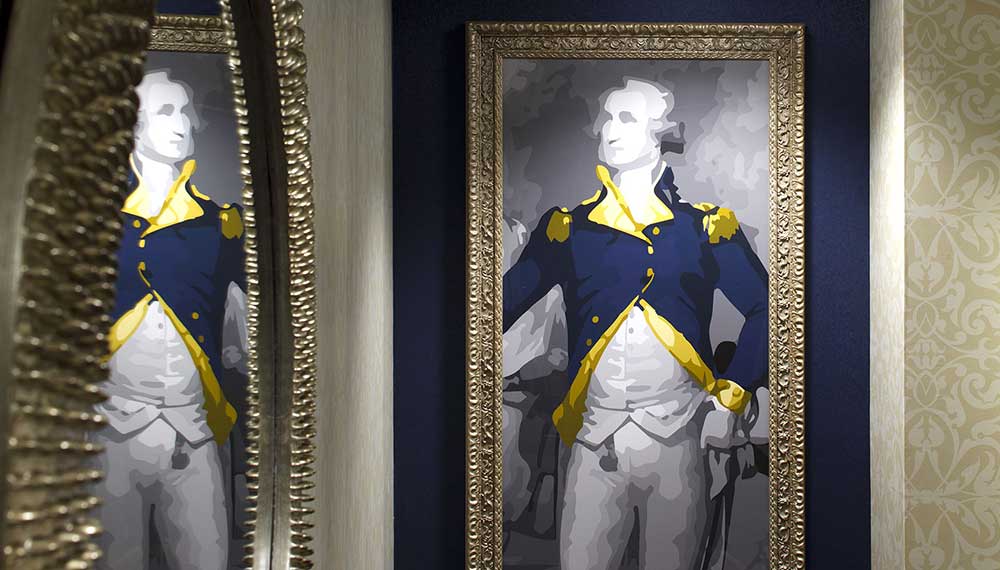 Stylized artwork in Kimpton George depicting George Washington