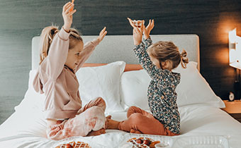 kids on bed